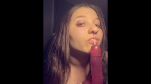 19YO PAWG Slobbers on / Fucks Dildo