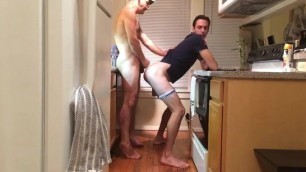 Daddy fucks in kitchen