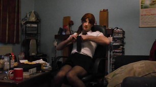 Having fun wearing my sexy school uniform part 2