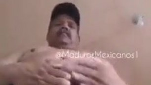 Mexican daddy teasing and cumming hard