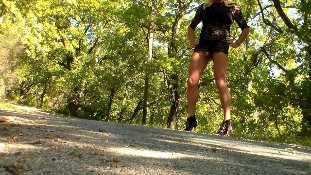 sexy transparent dress on the road